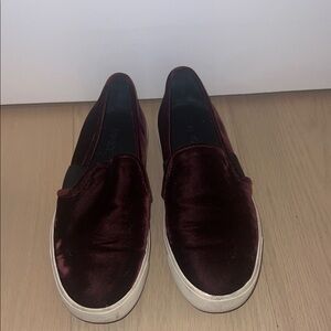 Vince burgundy Velvet Slip-On Shoes